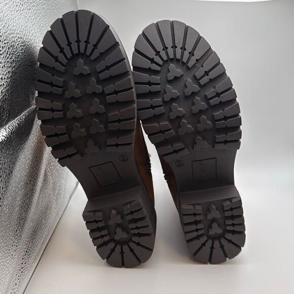 Dunes Women's Zip Up Heeled Combat Boots โโLace-Up with Side Zipper SIZE 9 TAN - Picture 7 of 7